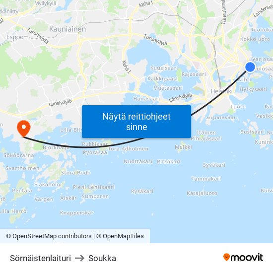 Sörnäistenlaituri to Soukka map