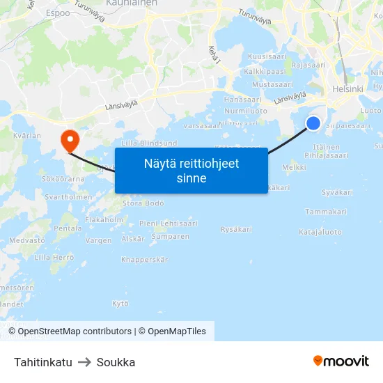 Tahitinkatu to Soukka map