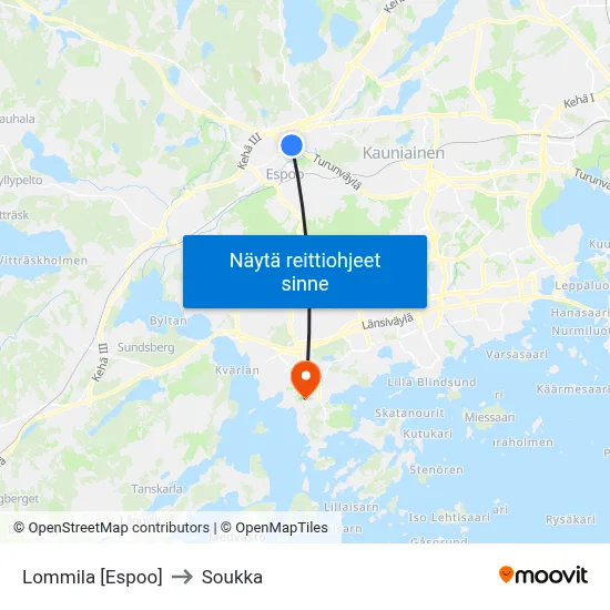 Lommila [Espoo] to Soukka map