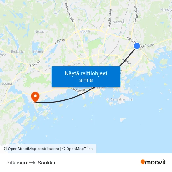 Pitkäsuo to Soukka map