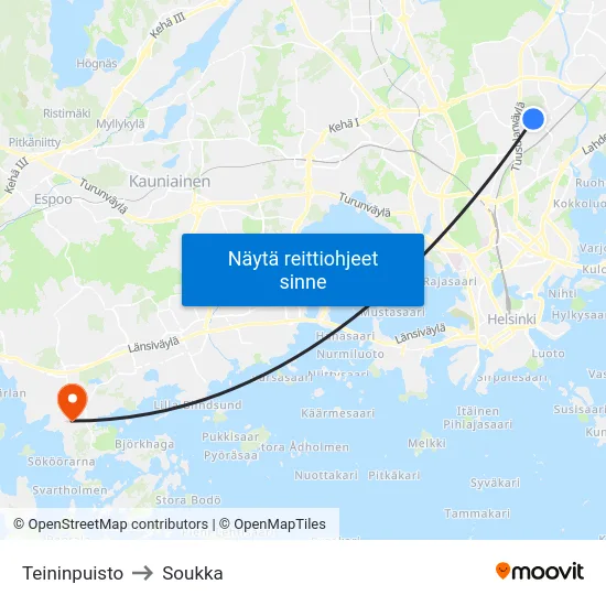 Teininpuisto to Soukka map
