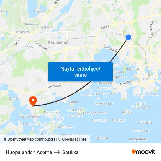 Huopalahden Asema to Soukka map