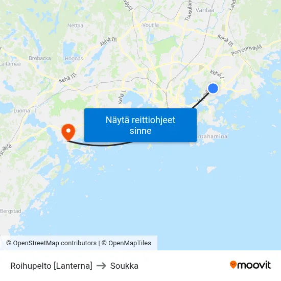 Roihupelto [Lanterna] to Soukka map