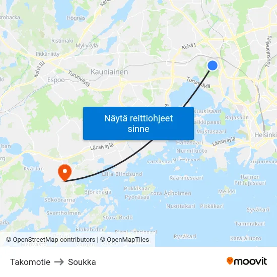 Takomotie to Soukka map