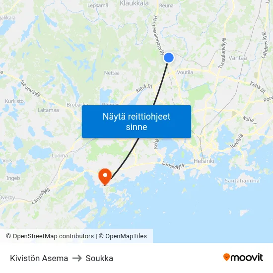 Kivistön Asema to Soukka map