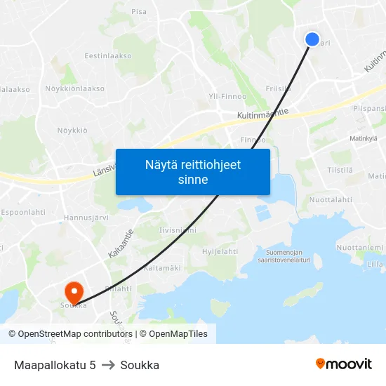 Maapallokatu 5 to Soukka map
