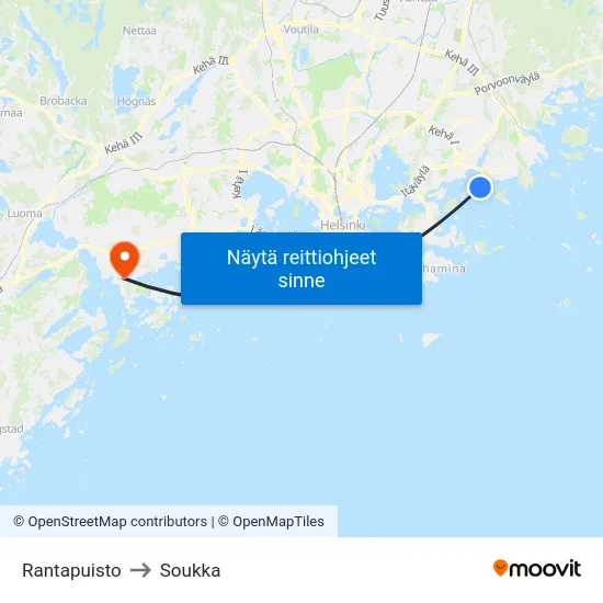 Rantapuisto to Soukka map