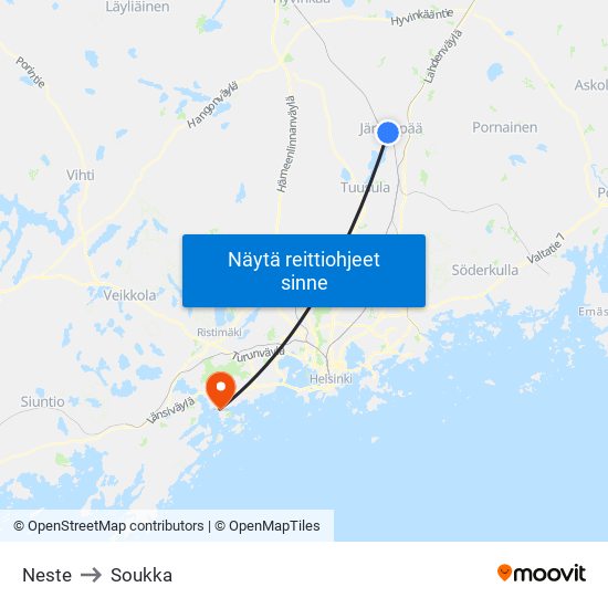 Neste to Soukka map
