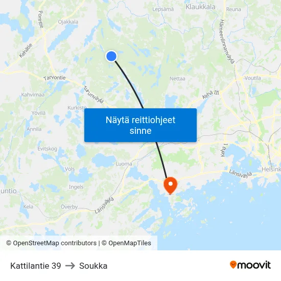 Kattilantie 39 to Soukka map