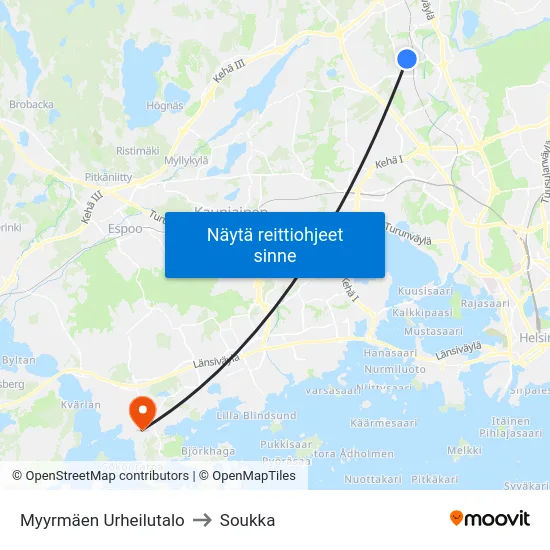 Myyrmäen Urheilutalo to Soukka map
