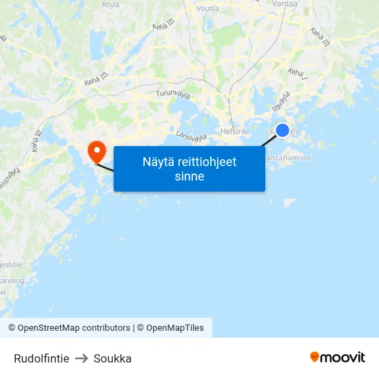 Rudolfintie to Soukka map