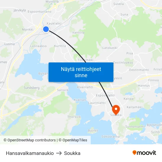 Hansavalkamanaukio to Soukka map