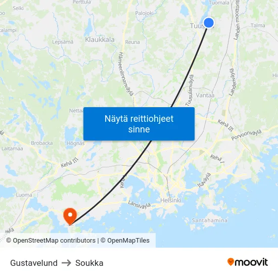 Gustavelund to Soukka map