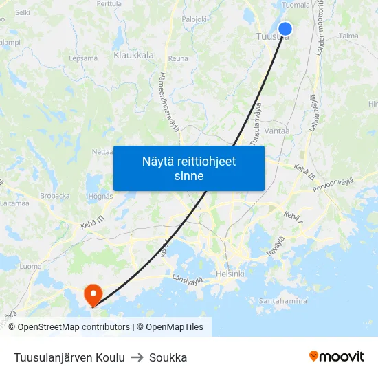 Tuusulanjärven Koulu to Soukka map