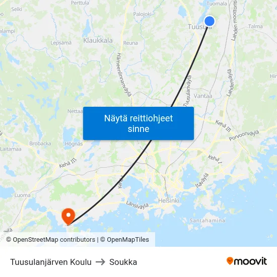Tuusulanjärven Koulu to Soukka map