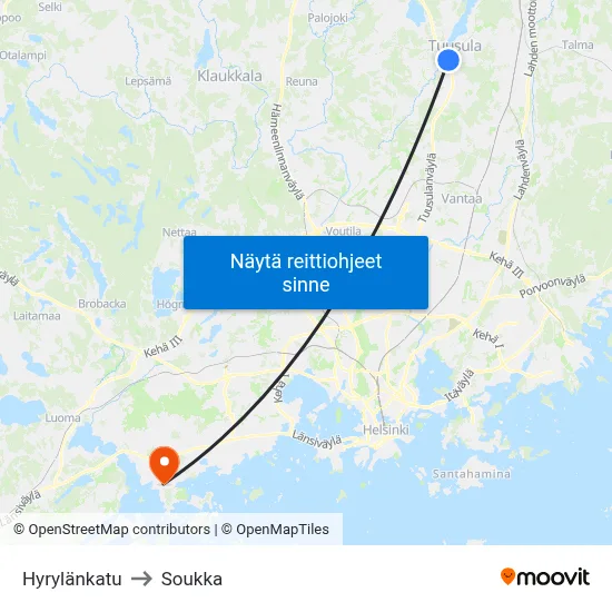 Hyrylänkatu to Soukka map