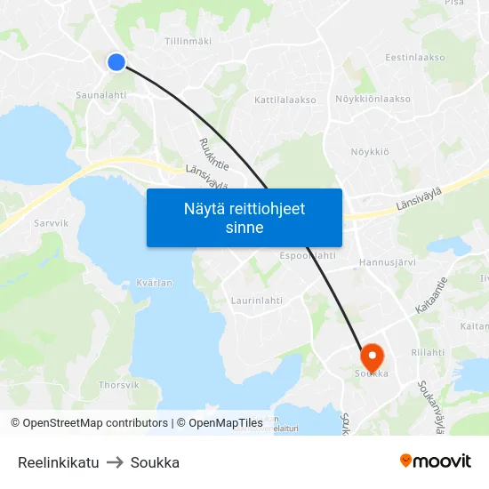 Reelinkikatu to Soukka map