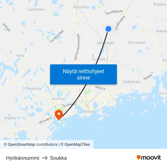 Hyökännummi to Soukka map