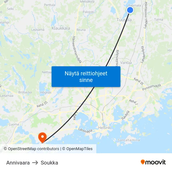 Annivaara to Soukka map