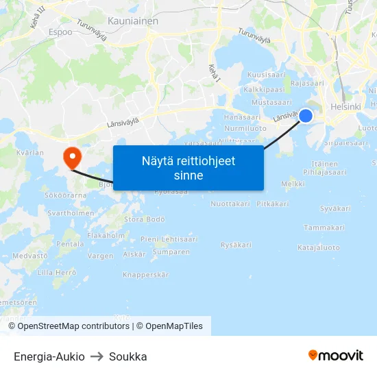 Energia-Aukio to Soukka map