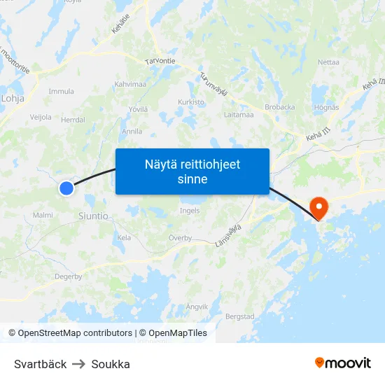 Svartbäck to Soukka map