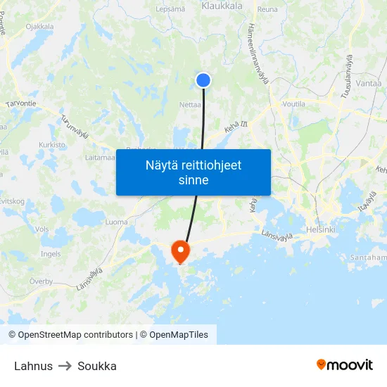 Lahnus to Soukka map
