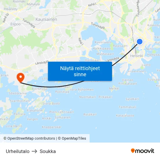 Urheilutalo to Soukka map