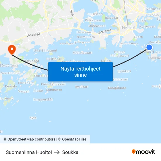 Suomenlinna Huoltol to Soukka map