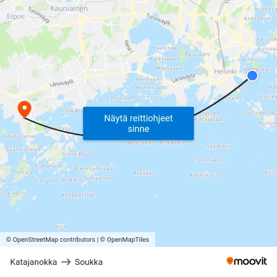 Katajanokka to Soukka map