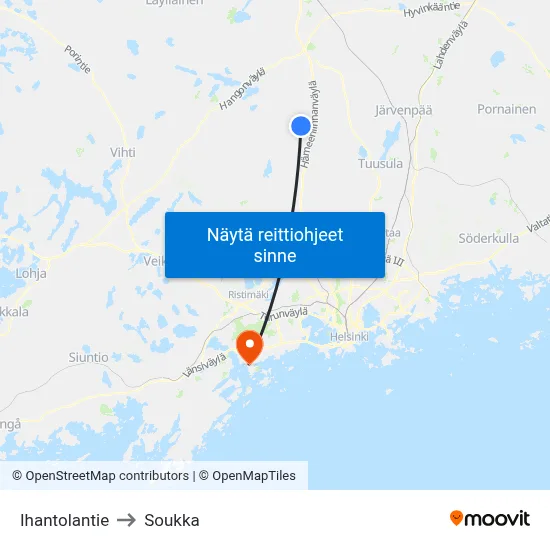 Ihantolantie to Soukka map
