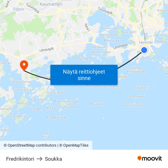 Fredrikintori to Soukka map