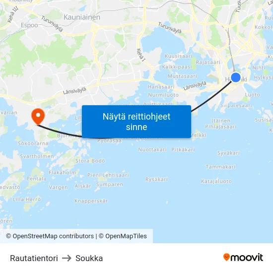 Rautatientori to Soukka map
