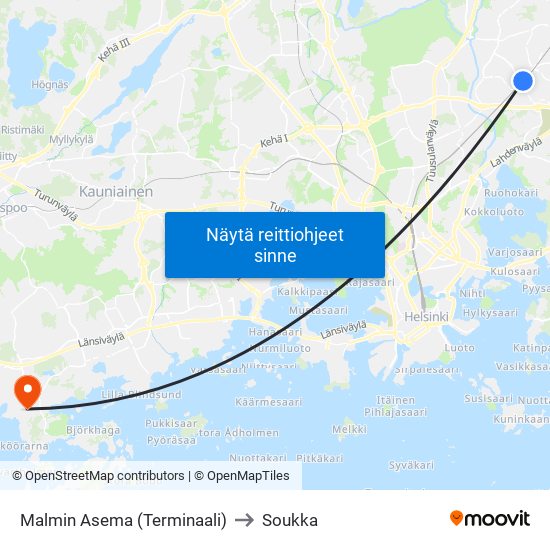 Malmin Asema (Terminaali) to Soukka map