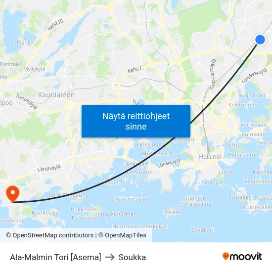 Ala-Malmin Tori [Asema] to Soukka map