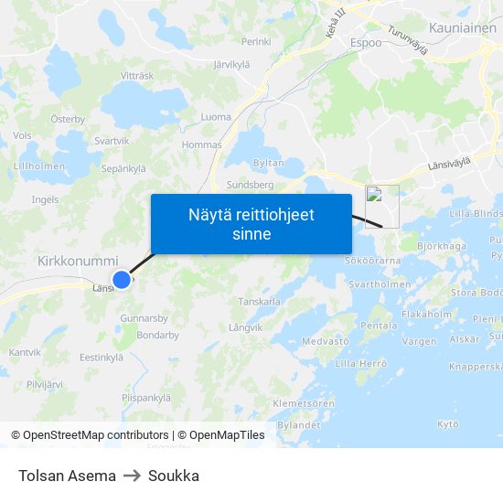Tolsan Asema to Soukka map