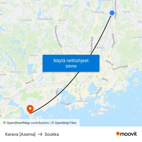 Kerava [Asema] to Soukka map