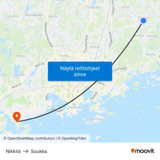 Nikkilä to Soukka map