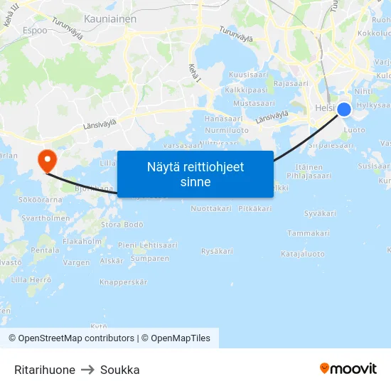 Ritarihuone to Soukka map