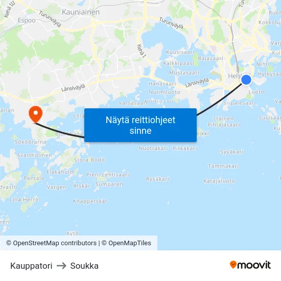 Kauppatori to Soukka map