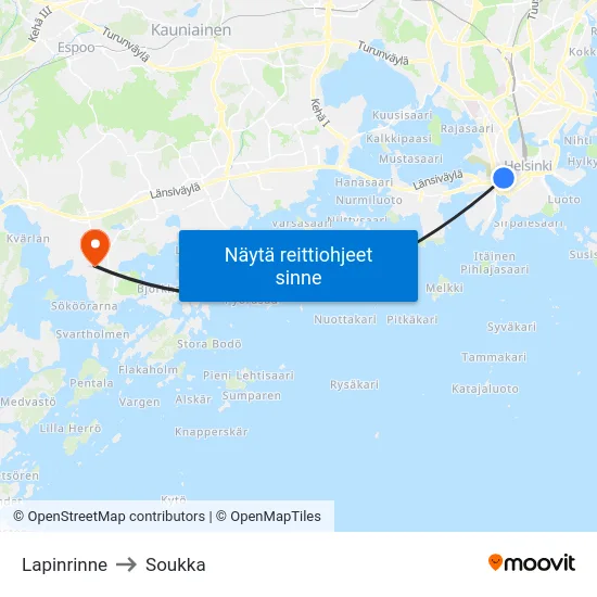 Lapinrinne to Soukka map