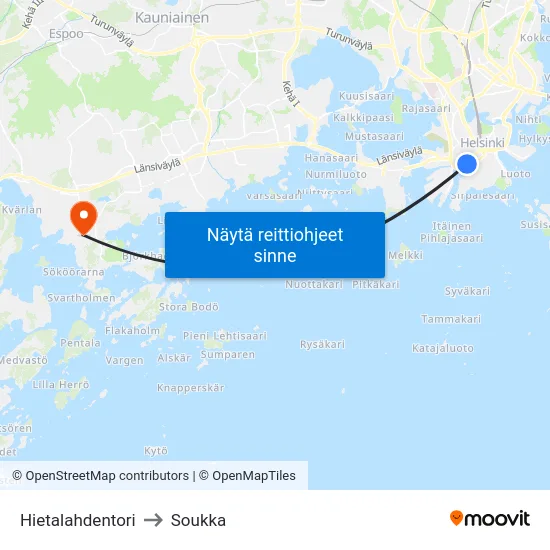 Hietalahdentori to Soukka map