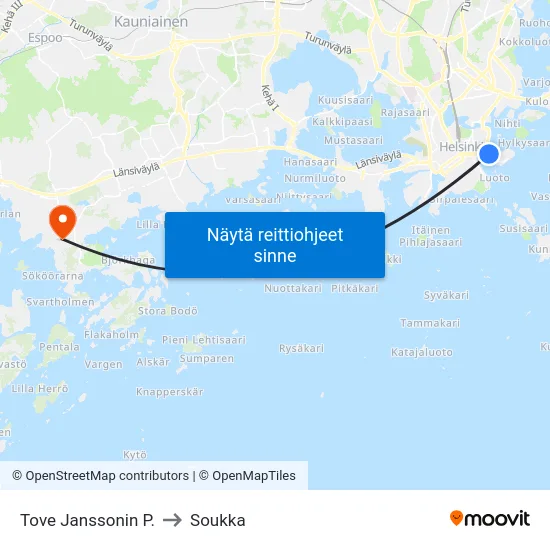 Tove Janssonin P. to Soukka map