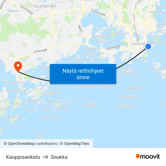 Kauppiaankatu to Soukka map