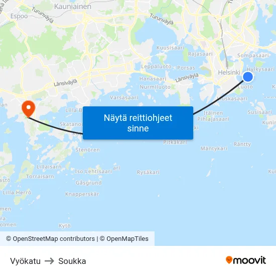 Vyökatu to Soukka map