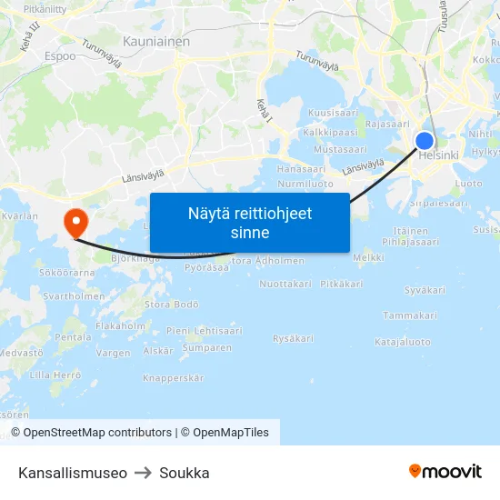 Kansallismuseo to Soukka map