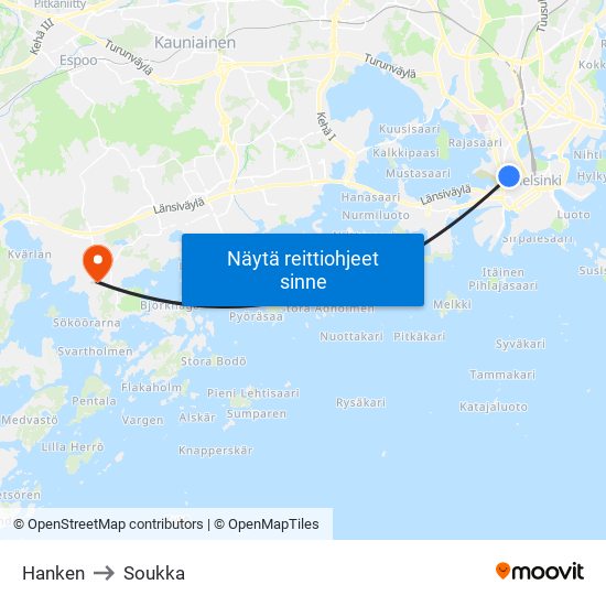 Hanken to Soukka map