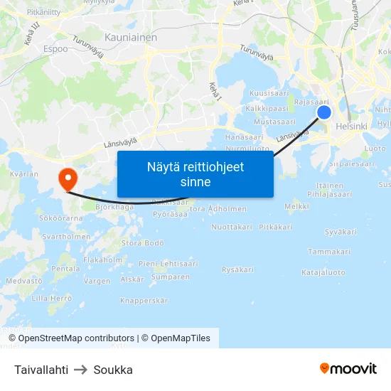 Taivallahti to Soukka map