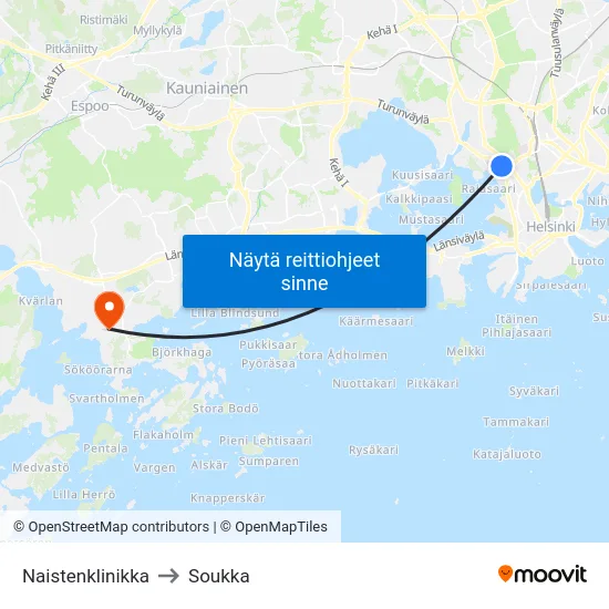 Naistenklinikka to Soukka map