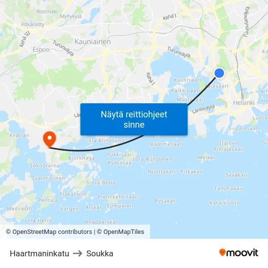 Haartmaninkatu to Soukka map