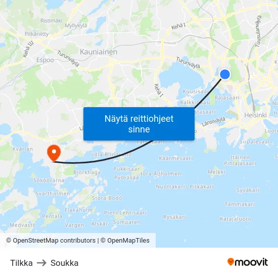 Tilkka to Soukka map